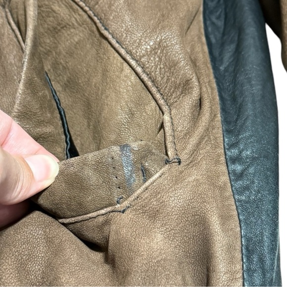 Midway Men’s Vintage Leather Moto Jacket Size M – Black/Brown Biker Bomber - Picture 9 of 13